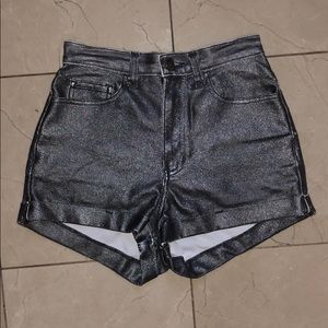 American Apparel Metallic Gray High-waisted Shorts